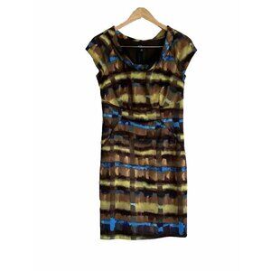 AGB women dress multicolor scoop neck cap sleeve pockets waist accent sz 6 lined